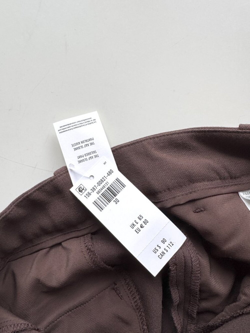 NWT ABERCROMBIE & FITCH Sloane Brown Tailored Wide Leg Trousers Pants, Size 30 - Picture 14 of 14